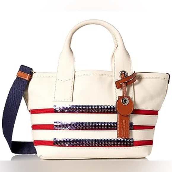 ❤️🤍💙MARC BY MARC JACOBS❤️🤍💙Small Stripes Tote in Ecru & Breton Red/NWT - Picture 1 of 12